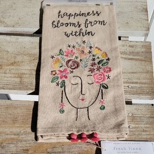 Primitives by Kathy Floral Embroidered Linen Towel